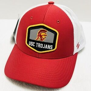 Zephyr USC Trojans Hexagon Patch Hat Cap Adjustable Snapback‎ Red NCAA College
